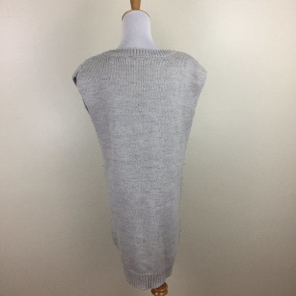 T by ALEXANDER WANG Gray Alpaca Wool Mohair Blend Loose Fit V Neck Sweater Top - Picture 6 of 10